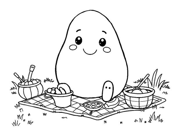 Picnic Scene colouring page — free printable for toddlers