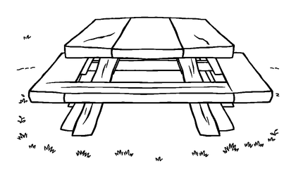Picnic Table Colouring Page (Toddler, Bold & Easy)