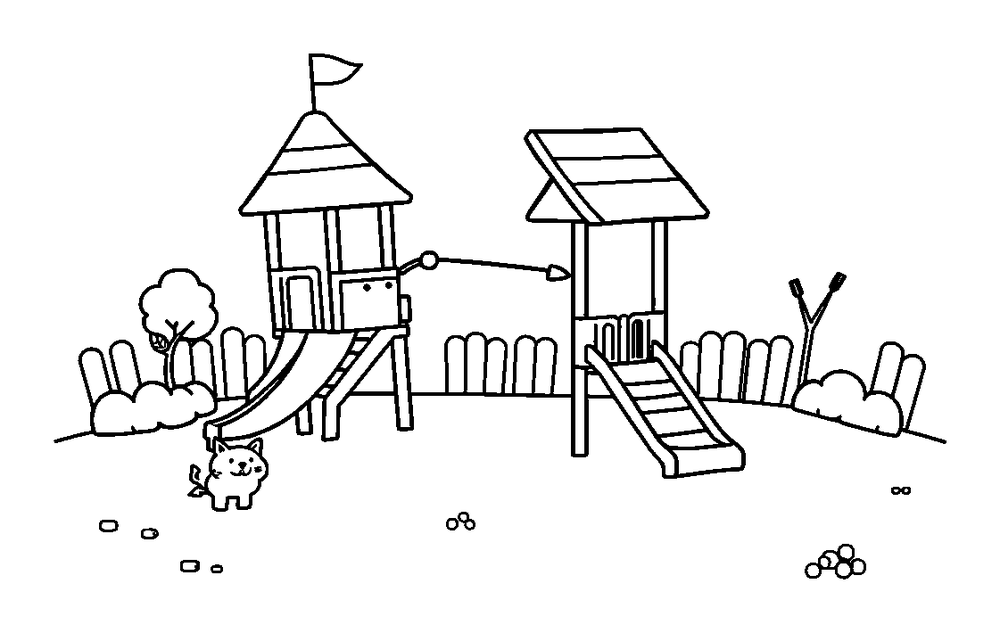 Playground colouring page — free printable for kids