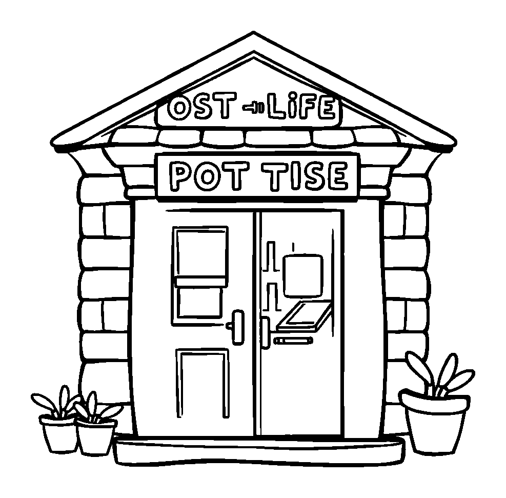 Post Office colouring page — free printable for kids
