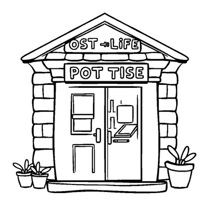 Post Office Colouring Page (Kids, Bold & Easy)