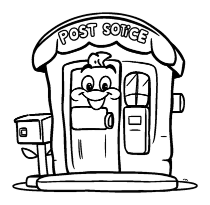 Post Office Colouring Page (Kids, Standard)