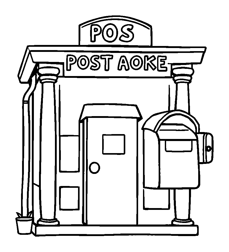 Post Office colouring page — free printable for toddlers