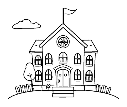 School Colouring Page (Kids, Bold & Easy)