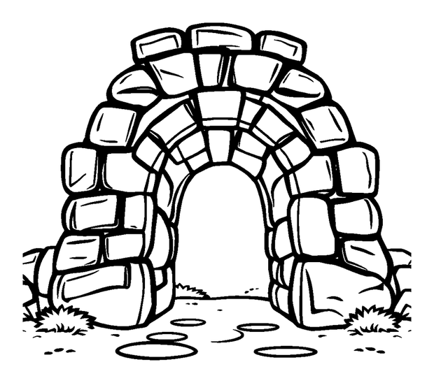 Stone Archway colouring page — free printable for kids