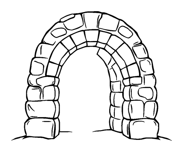 Stone Archway colouring page — free printable for kids