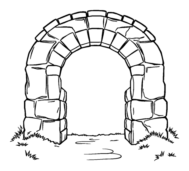 Stone Archway colouring page — free printable for toddlers