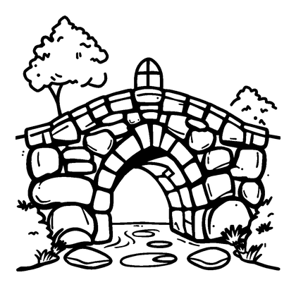 Stone Bridge Colouring Page (Kids, Bold & Easy)