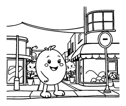 Street Scene Colouring Page (Toddler, Bold & Easy)