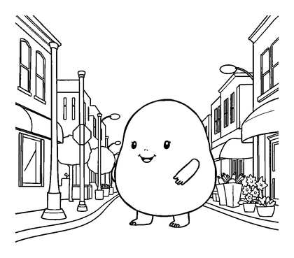 Street Scene Colouring Page (Toddler, Bold & Easy)