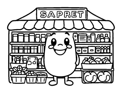 Supermarket Colouring Page (Toddler, Bold & Easy)
