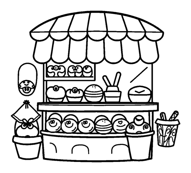 Sweet Shop colouring page — free printable for kids