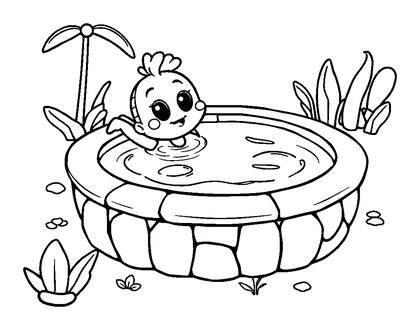 Swimming Pool Colouring Page (Kids, Bold & Easy)