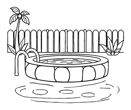 Swimming Pool Colouring Page (Kids, Bold & Easy)