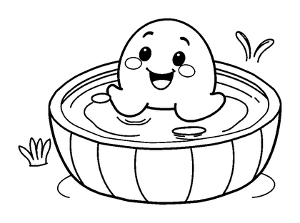 Swimming Pool Colouring Page (Toddler, Bold & Easy)