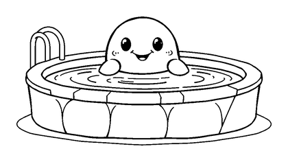 Swimming Pool Colouring Page (Toddler, Bold & Easy)