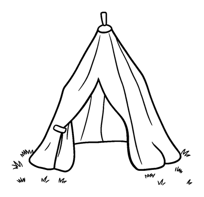 Tent Colouring Page (Kids, Bold & Easy)