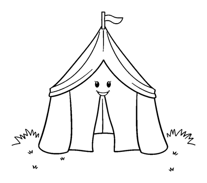 Tent Colouring Page (Toddler, Bold & Easy)