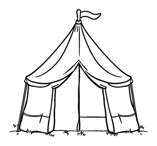 Tent colouring page — free printable for toddlers
