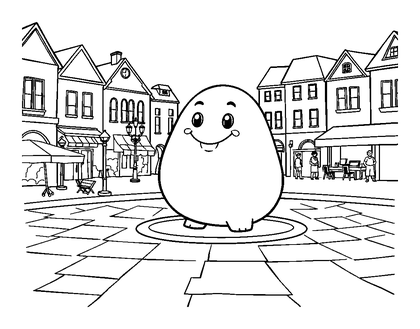 Town Square Colouring Page (Toddler, Bold & Easy)