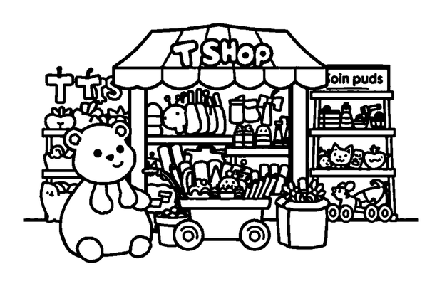 Toy Shop colouring page — free printable for kids