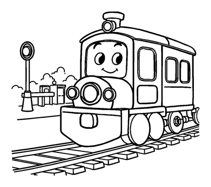 Train Station Colouring Page (Toddler, Bold & Easy)