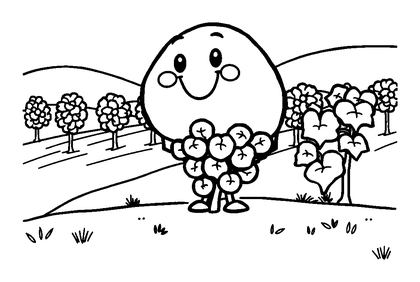 Vineyard Colouring Page (Toddler, Bold & Easy)