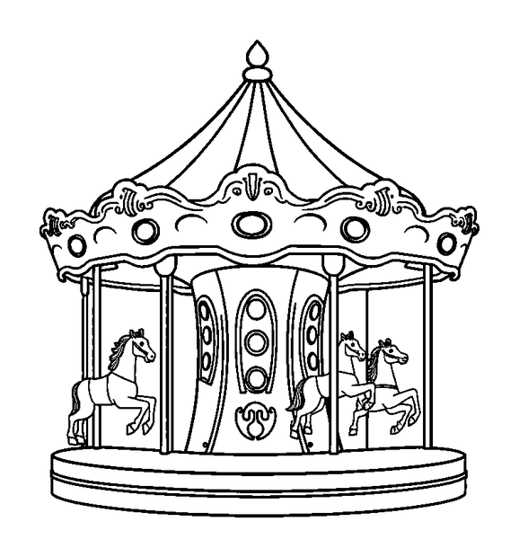Vintage Carousel colouring page — free printable for kids