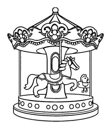 Vintage Carousel Colouring Page (Kids, Standard)
