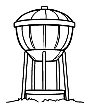 Water Tower Colouring Page (Kids, Bold & Easy)