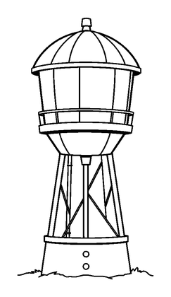 Water Tower Colouring Page (Kids, Standard)
