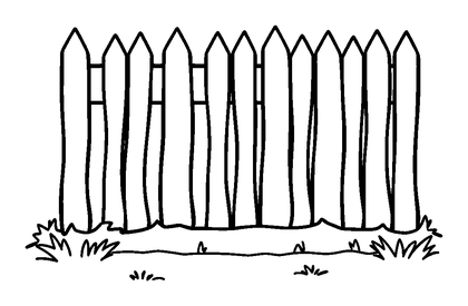 White Picket Fence Colouring Page (Kids, Bold & Easy)