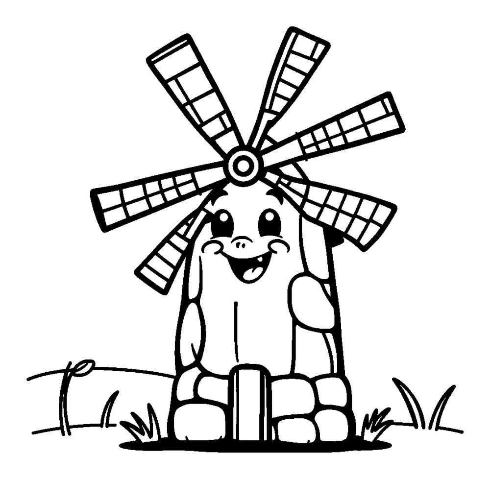 Windmill colouring page — free printable for kids