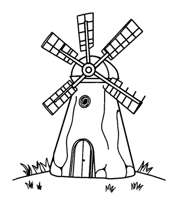 Windmill Colouring Page (Kids, Bold & Easy)