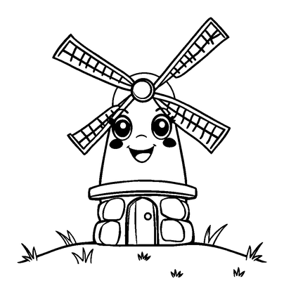 Windmill Colouring Page (Kids, Standard)