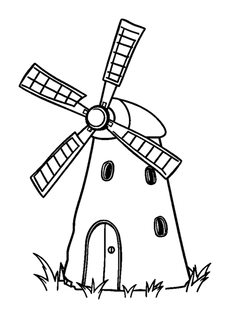 Windmill colouring page — free printable for kids