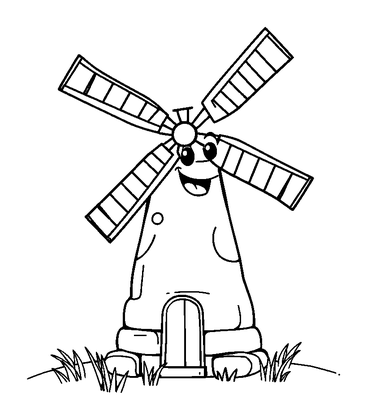 Windmill Colouring Page (Toddler, Bold & Easy)