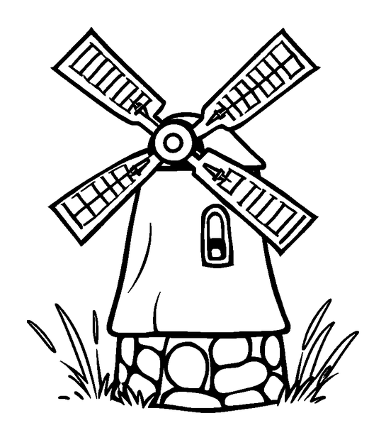 Windpump colouring page — free printable for kids