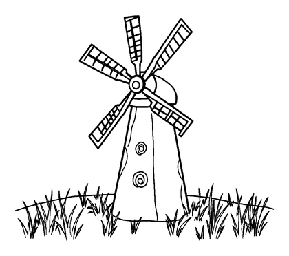 Windpump Colouring Page (Toddler, Bold & Easy)