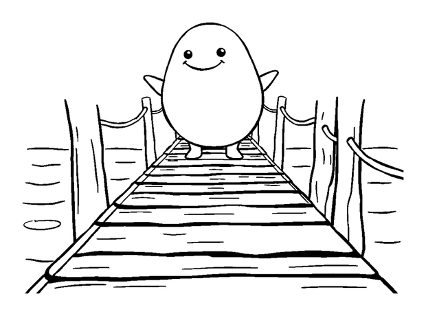 Wooden Pier colouring page — free printable for toddlers
