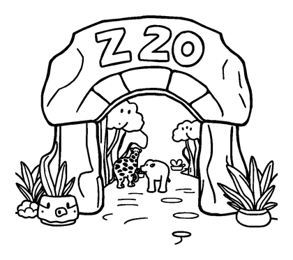 Zoo Entrance Colouring Page (Kids, Standard)