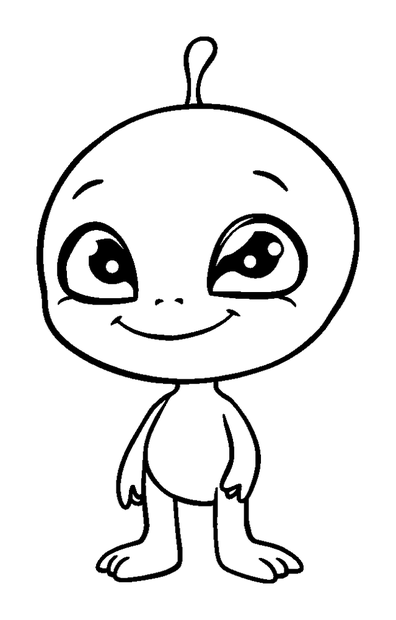 Alien colouring page — free printable for kids