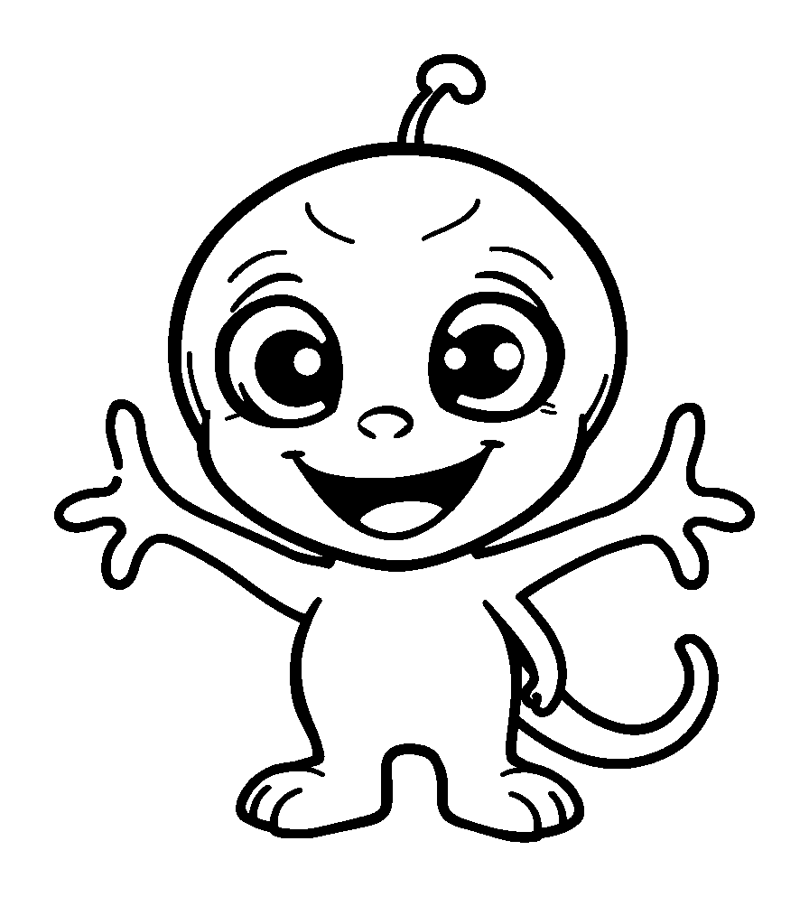 Alien colouring page — free printable for toddlers