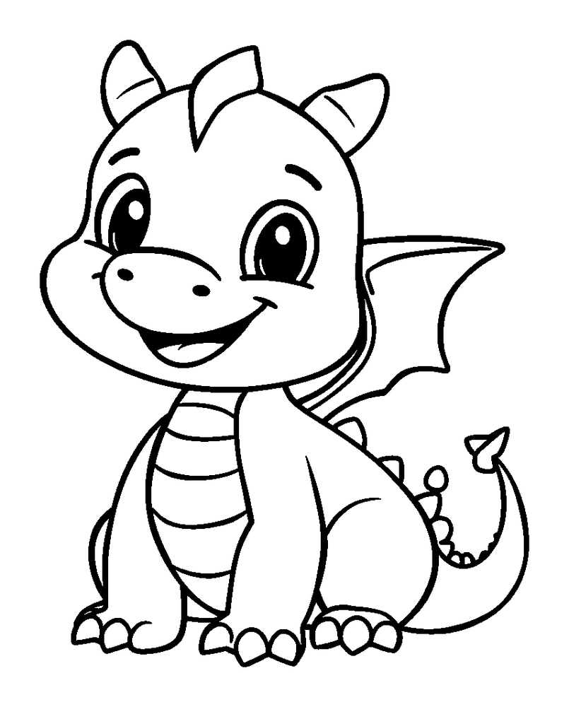 Baby Dragon colouring page — free printable for kids