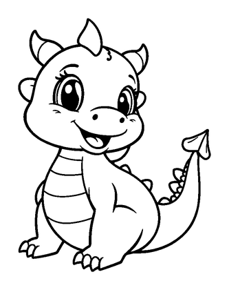 Baby Dragon Colouring Page (Toddler, Bold & Easy)