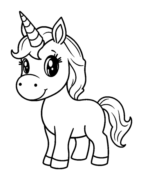Baby Unicorn colouring page — free printable for toddlers