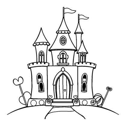 Candy Castle Colouring Page (Kids, Standard)