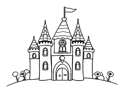 Candy Castle Colouring Page (Toddler, Bold & Easy)
