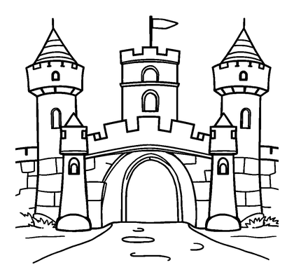 Castle Drawbridge Colouring Page (Kids, Standard)