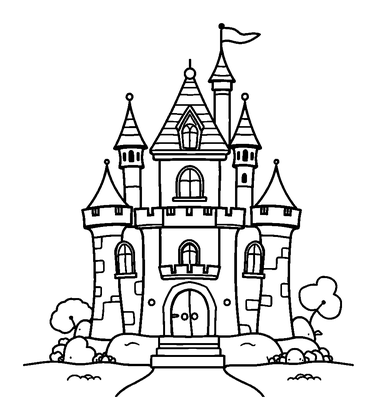 Castle Colouring Page (Kids, Standard)